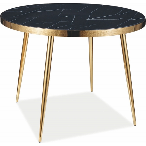 Calvin 100 black marble&gold round glamour dining table Signal