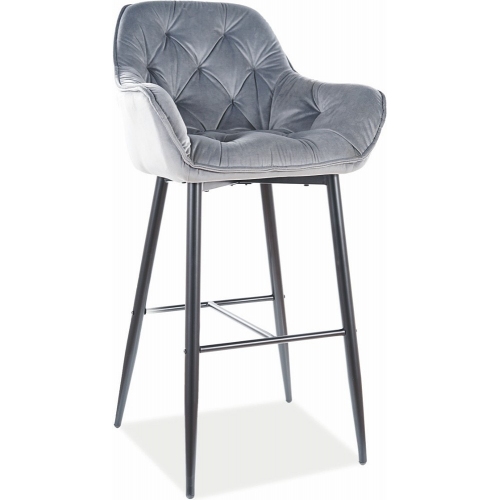 Cherry Velvet 76 Grey Quilted Bar Chair, Cherry Bar Stools With Arms