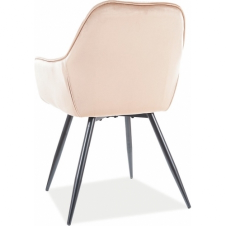 Cherry Velvet beige quilted velvet chair with armrests Signal