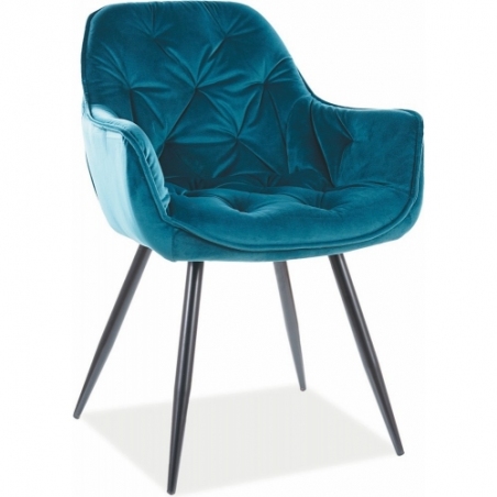Cherry Velvet turquoise quilted velvet chair with armrests Signal
