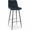 Krzesło barowe welurowe pikowane Chic Velvet 77 czarne Signal