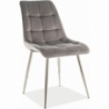 Chic 14 grey&amp;chrome quilted velvet chair Signal