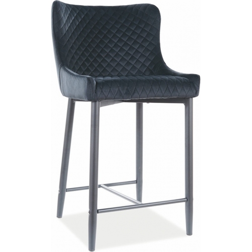 Colin Velvet 60 black quilted bar chair Signal