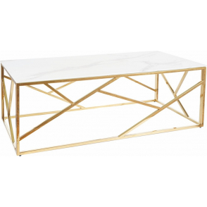 Escada B II 120x60 white marble&gold glamour glass coffee table Signal