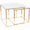Stylish Gloria white marble effect&gold set of glass coffee tables Signal