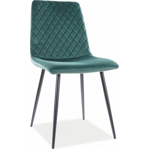 Stylowe Krzesło welurowe pikowane Irys Velvet zielone Signal do salonu i jadalni