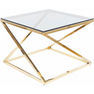 Stylish Liam 60x60 smoke glass&gold glamour glass coffee table Signal