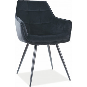 Lilia black velvet armrests chair Signal