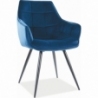 Lilia navy blue velvet armrests chair Signal