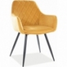Linea yellow quilted velvet chair with armrests Signal
