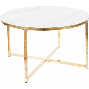 Salma 80 white marble effect&gold glamour coffee table Signal