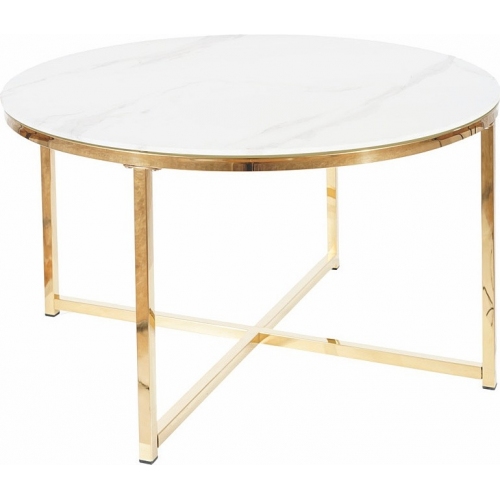 Salma 80 white marble effect&gold glamour coffee table Signal