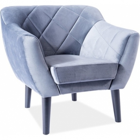 Karo grey velvet quilted armchair Signal