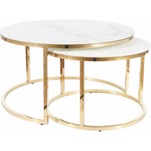 Muse white marble effect&gold set of coffee tables Signal