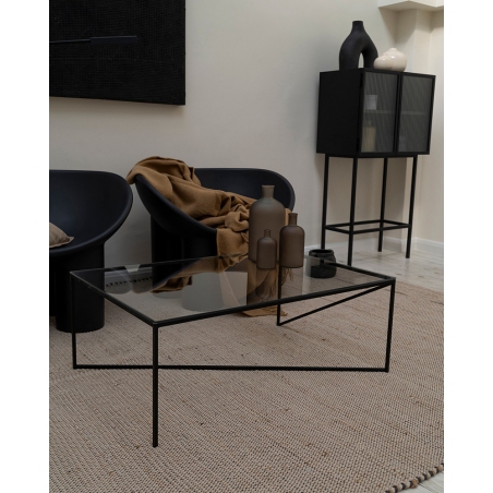 Designerski Stolik szklany industrialny Object037 90x60 przezroczysto-czarny NG Design do salonu i recepcji