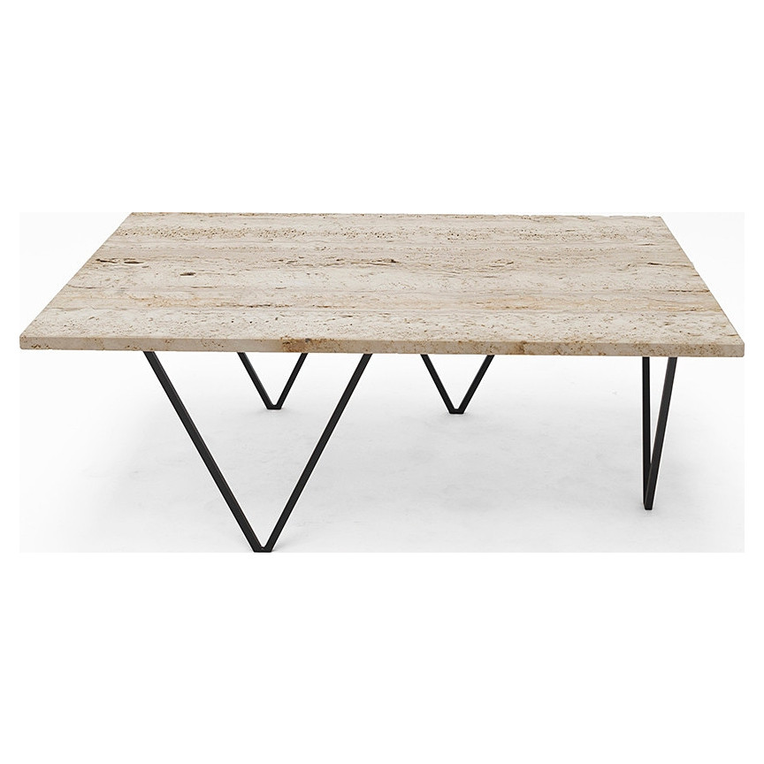 Object040 90x60 travertine&amp;black designer coffee table NG Design