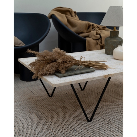Object040 90x60 travertine&amp;black designer coffee table NG Design