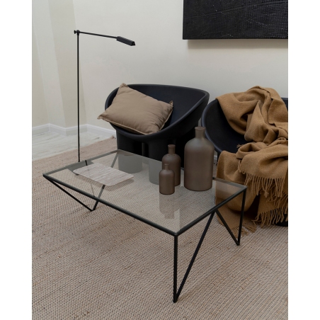Designerski Stolik szklany industrialny Object037 90x54 przezroczysto-czarny NG Design do salonu i recepcji