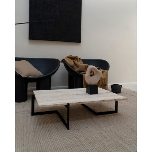 Designerski Stolik kawowy designerski Object041 97x67 trawertyn/czarny NG Design do salonu i recepcji