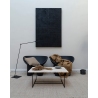 Designerski Stolik kawowy kamienny Object042 90x60 trawertyn/czarny NG Design do salonu i recepcji