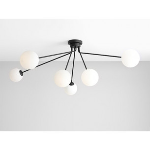 Holm VI white&black glass balls semi flush ceiling light Aldex