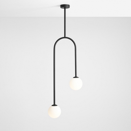 Nave Black II white&amp;black glass balls semi flush ceiling light Aldex
