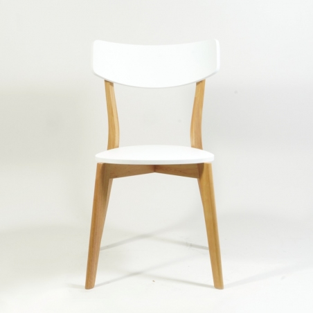 Stylowe Krzesło drewniane skandynawskie Mosso Białe Signal do jadalni.