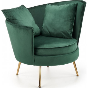 Almond green velvet armchair with golden legs Halmar