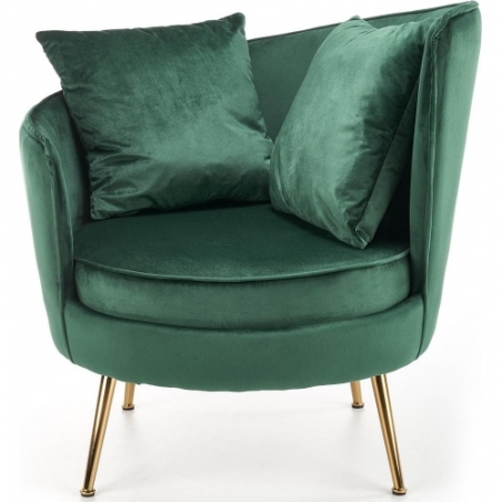 Fotel welurowy ze złotymi nogami Almond zielony Halmar