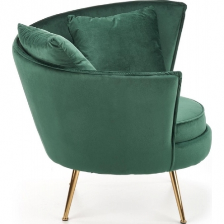 Fotel welurowy ze złotymi nogami Almond zielony Halmar