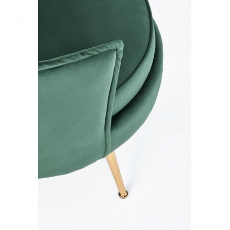 Almond green velvet armchair with golden legs Halmar