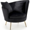 Almond black velvet armchair with golden legs Halmar