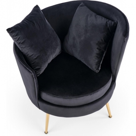 Almond black velvet armchair with golden legs Halmar