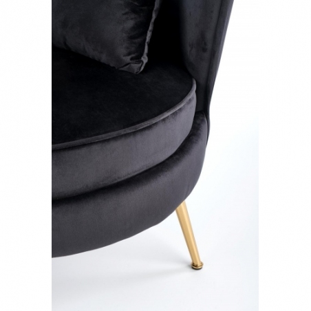 Fotel welurowy ze złotymi nogami Almond czarny Halmar