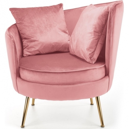 Almond pink velvet armchair with golden legs Halmar