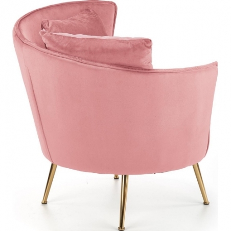 Fotel welurowy ze złotymi nogami Almond różowy Halmar