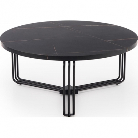 Antica 80 black marble&amp;black round coffee table Halmar