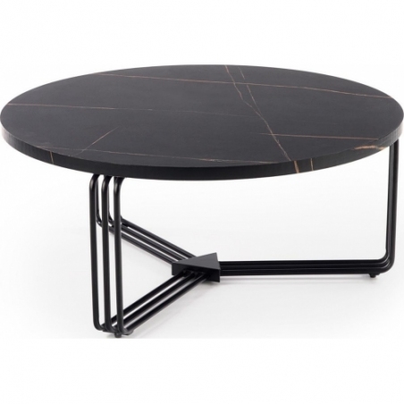 Antica 80 black marble&amp;black round coffee table Halmar