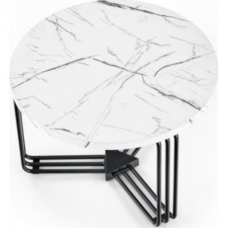 Antica 55 white marble&amp;black round coffee table Halmar