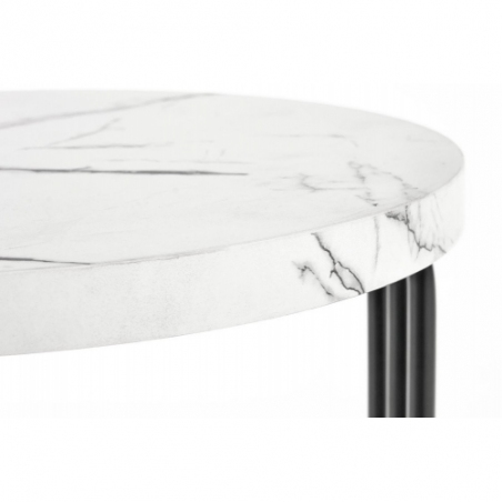 Antica 40 white marble&amp;black round coffee table Halmar