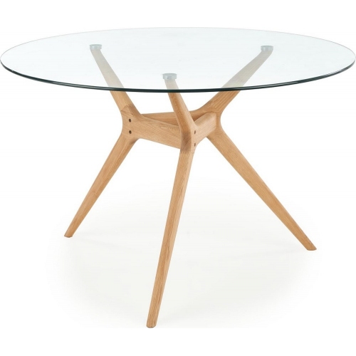 Ashmore 120 clear&amp;natural round glass dining table Halmar