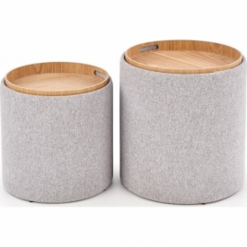 Avaiko grey set of upholstered storage pouffes Halmar