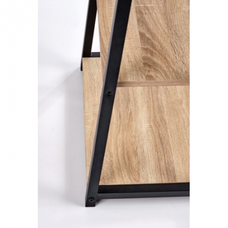 B44 sonoma oak&amp;black industrial desk with shelves Halmar