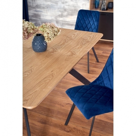 Bacardi 160x90 natural oak&amp;black loft extending dining table Halmar