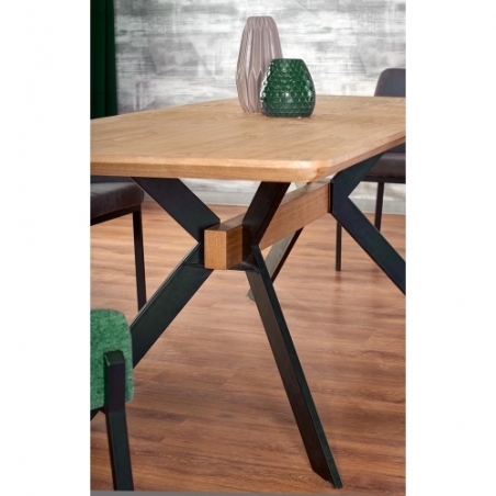 Stylowy Stół rozkładany loft Bacardi 160x90 dąb naturalny/czarny Halmar do salonu i kuchni