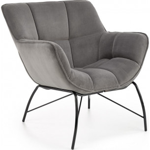 Wygodny Fotel welurowy designerki Belton szary Halmar do salonu