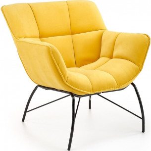 Wygodny Fotel welurowy designerki Belton żółty Halmar do salonu