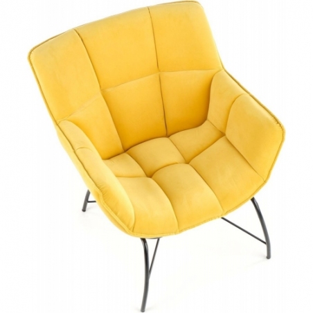Wygodny Fotel welurowy designerki Belton żółty Halmar do salonu