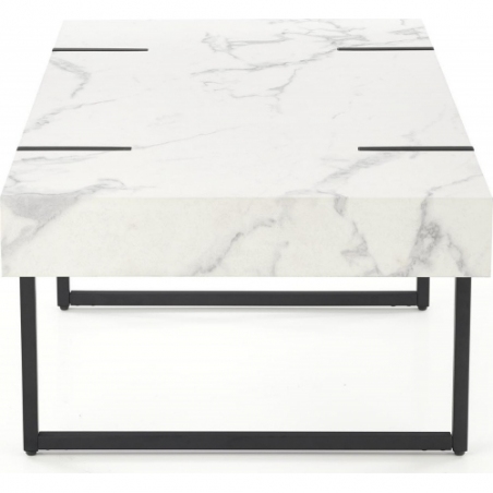Blanca 110x60 white marble&amp;black modern coffee table Halmar