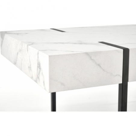 Blanca 110x60 white marble&amp;black modern coffee table Halmar